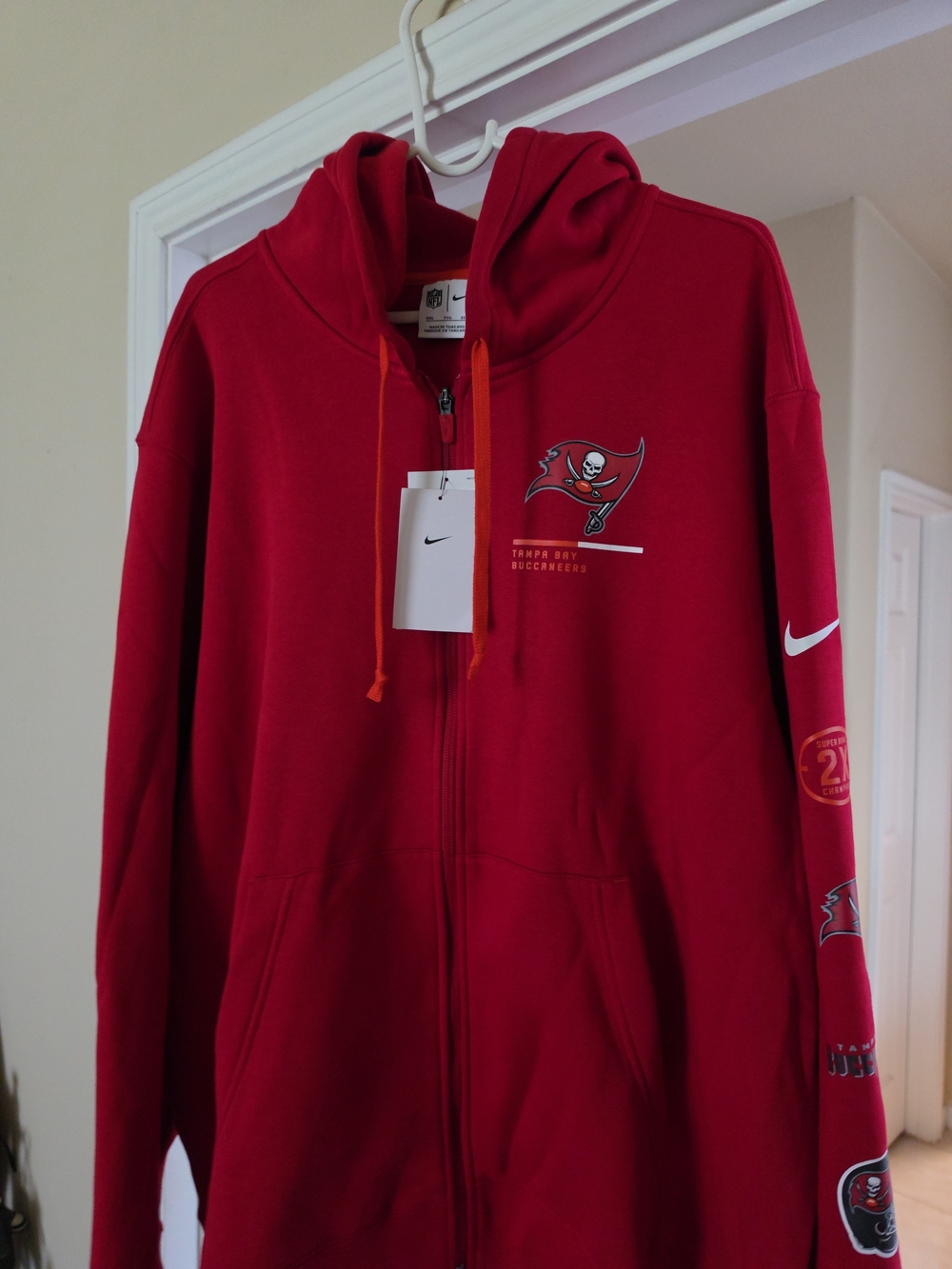 Nike Red Full-Zip Hoodie with Orange Drawstrings